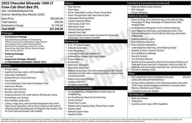 2022 Chevrolet Silverado 1500 LT (2FL)